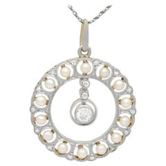 Antique Diamond and Seed Pearl Yellow Gold Pendant, Circa 1900