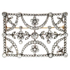 Antique Diamond and Silver Upon Gold Buckle Brooch, circa 1890