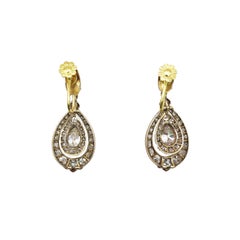 Antique Diamond and Silver Upon Gold Earrings, Circa 1870, with provenance