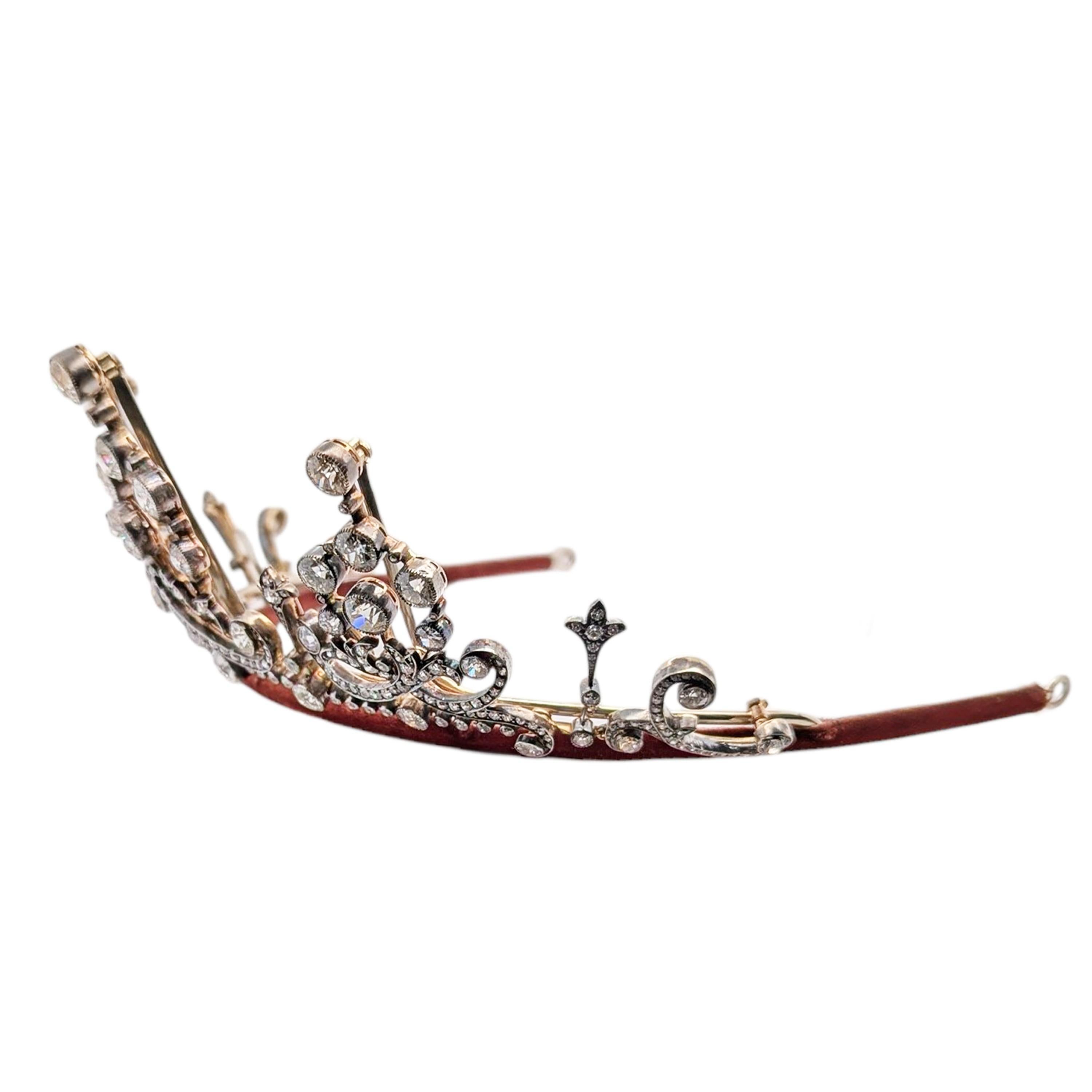 Collana con tiara in argento e diamanti antichi, circa 1900, 45,62 carati in vendita 5