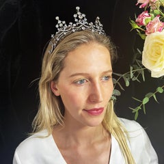 Antique Diamond and Silver Upon Gold Tiara Necklace, Circa 1900, 45.62 Carats