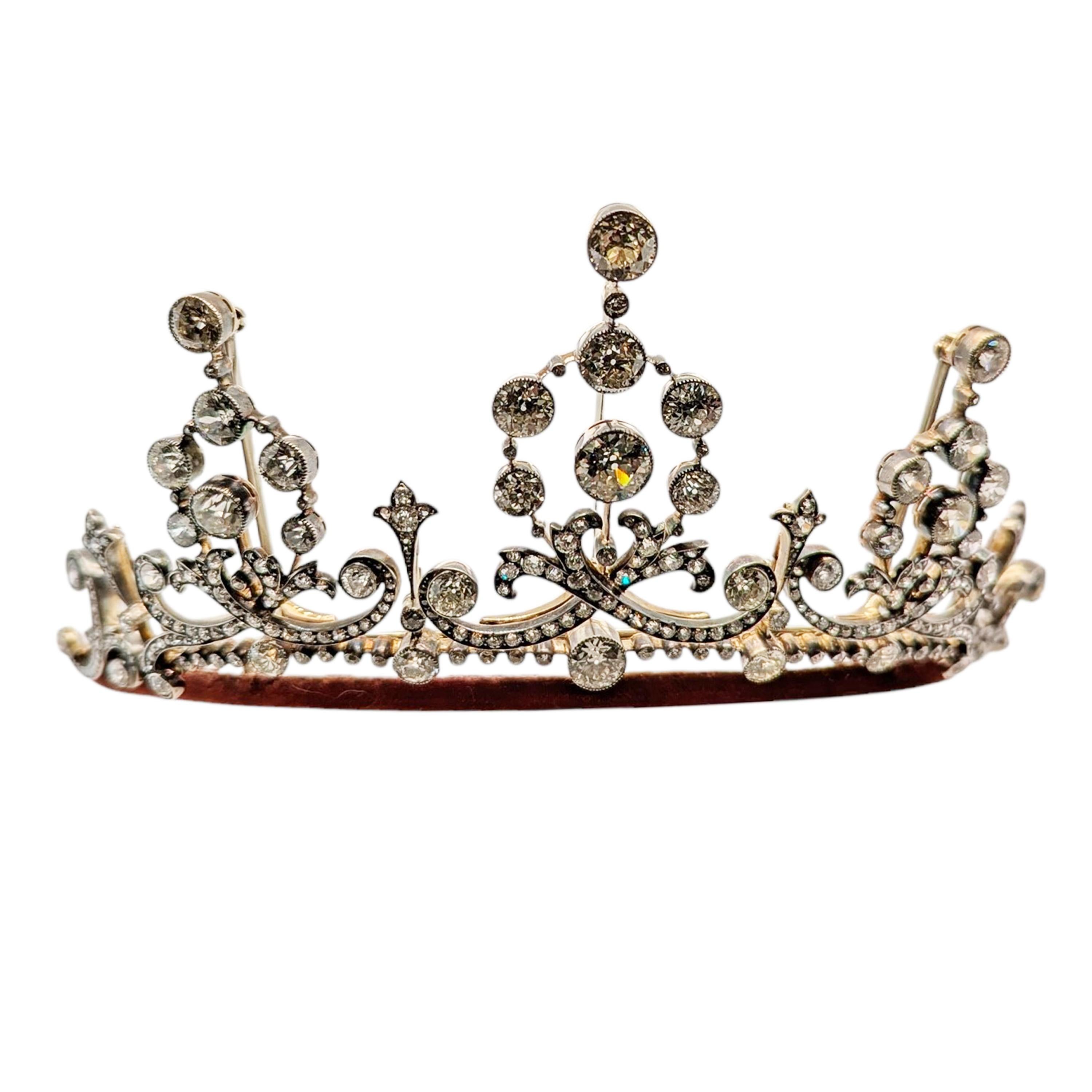 Collana con tiara in argento e diamanti antichi, circa 1900, 45,62 carati In condizioni buone in vendita a London, GB