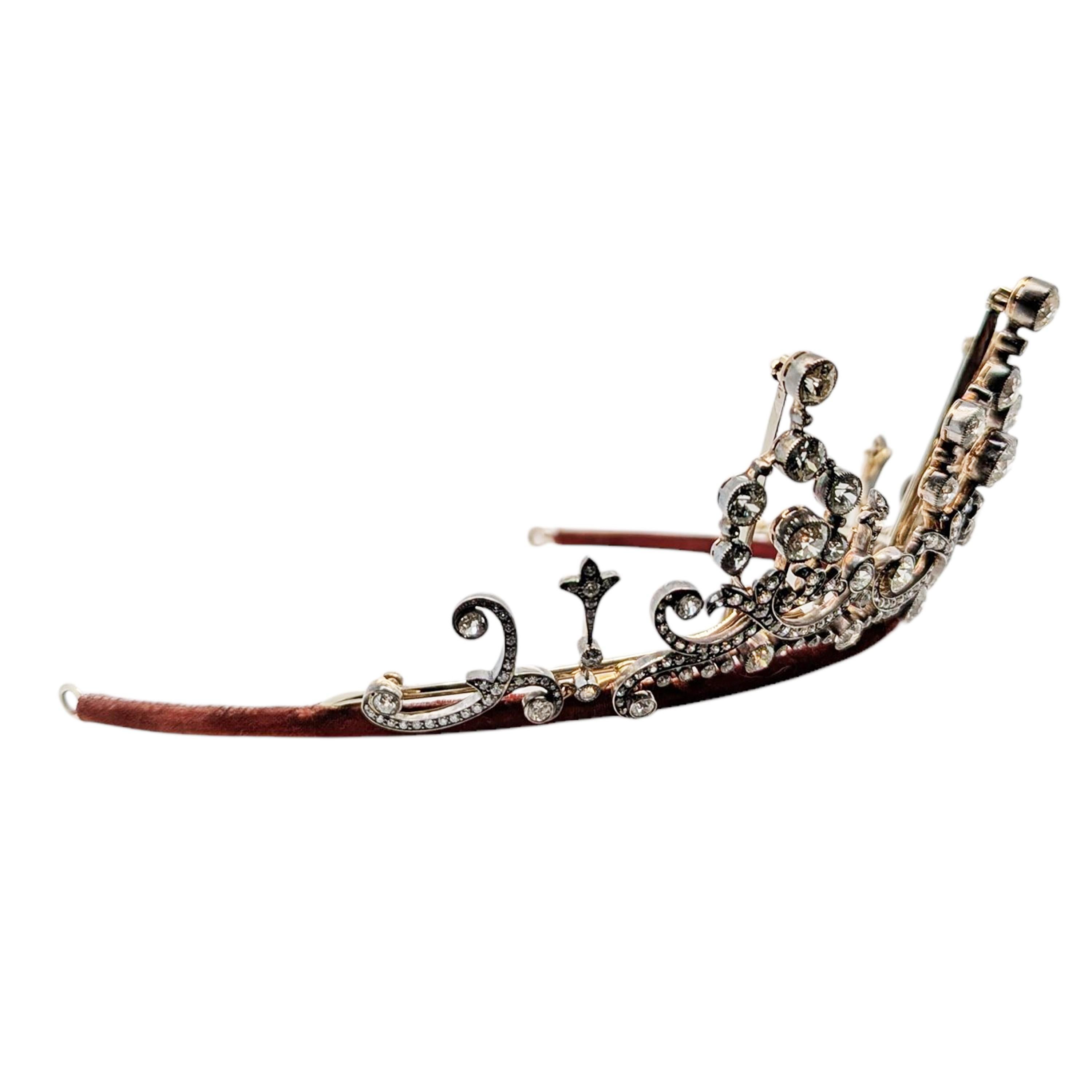 Collana con tiara in argento e diamanti antichi, circa 1900, 45,62 carati in vendita 3