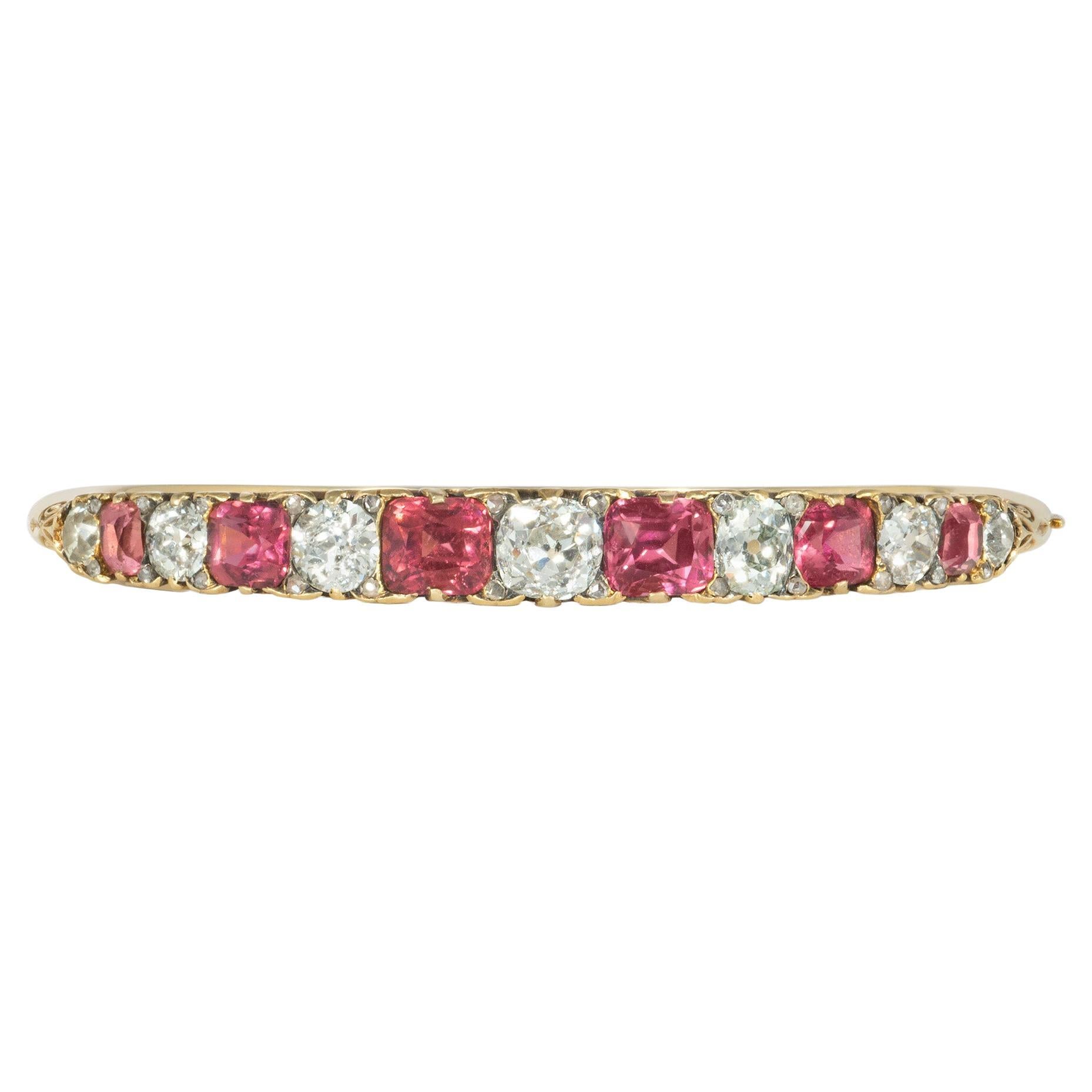 Antique diamond and tourmaline bracelet For Sale