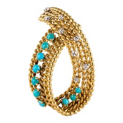 Antique Diamond and Turquoise Brooch