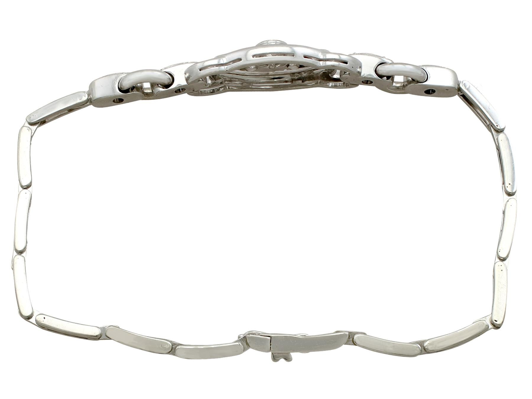 An impressive antique 1930's 0.38 carat diamond and 18 karat white gold bracelet; part of our diverse antique jewellery and estate jewelry collections.

This fine and impressive 1930's diamond bracelet has been crafted in 18k white gold.

The