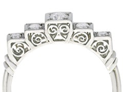 Antique 0.35ct Diamond Five Stone Ring in 18k White Gold, Circa 1930