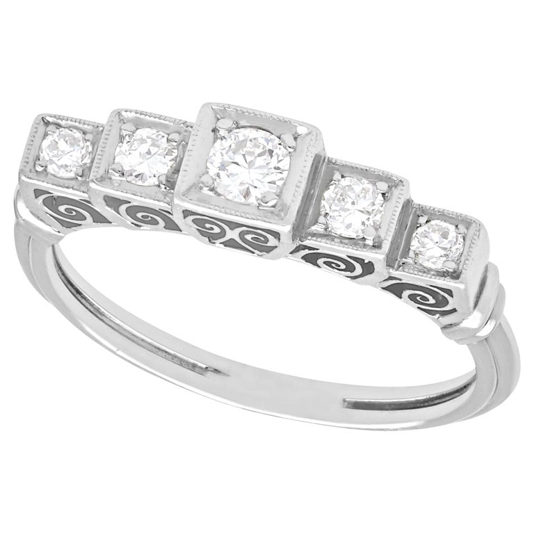Antique Diamond and White Gold Five Stone Ring For Sale at 1stDibs