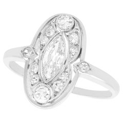 Antique Diamond and White Gold Platinum Set Cocktail Ring, Circa 1925