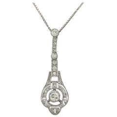 Antique Diamond and White Gold Platinum Set Pendant Circa 1930 Antique Diamond and White Gold Platinum Set Pendant Circa 1930