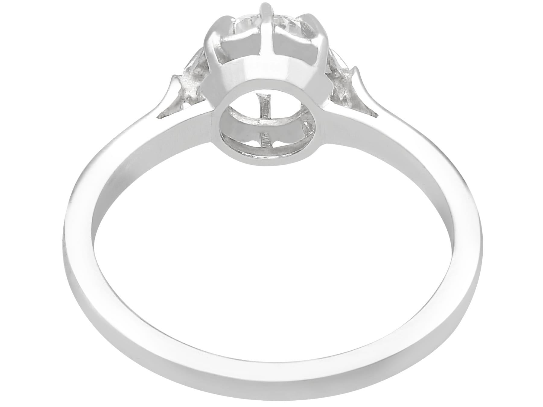 Women's or Men's Antique Diamond and White Gold Platinum Set Solitaire Engagement Ring For Sale