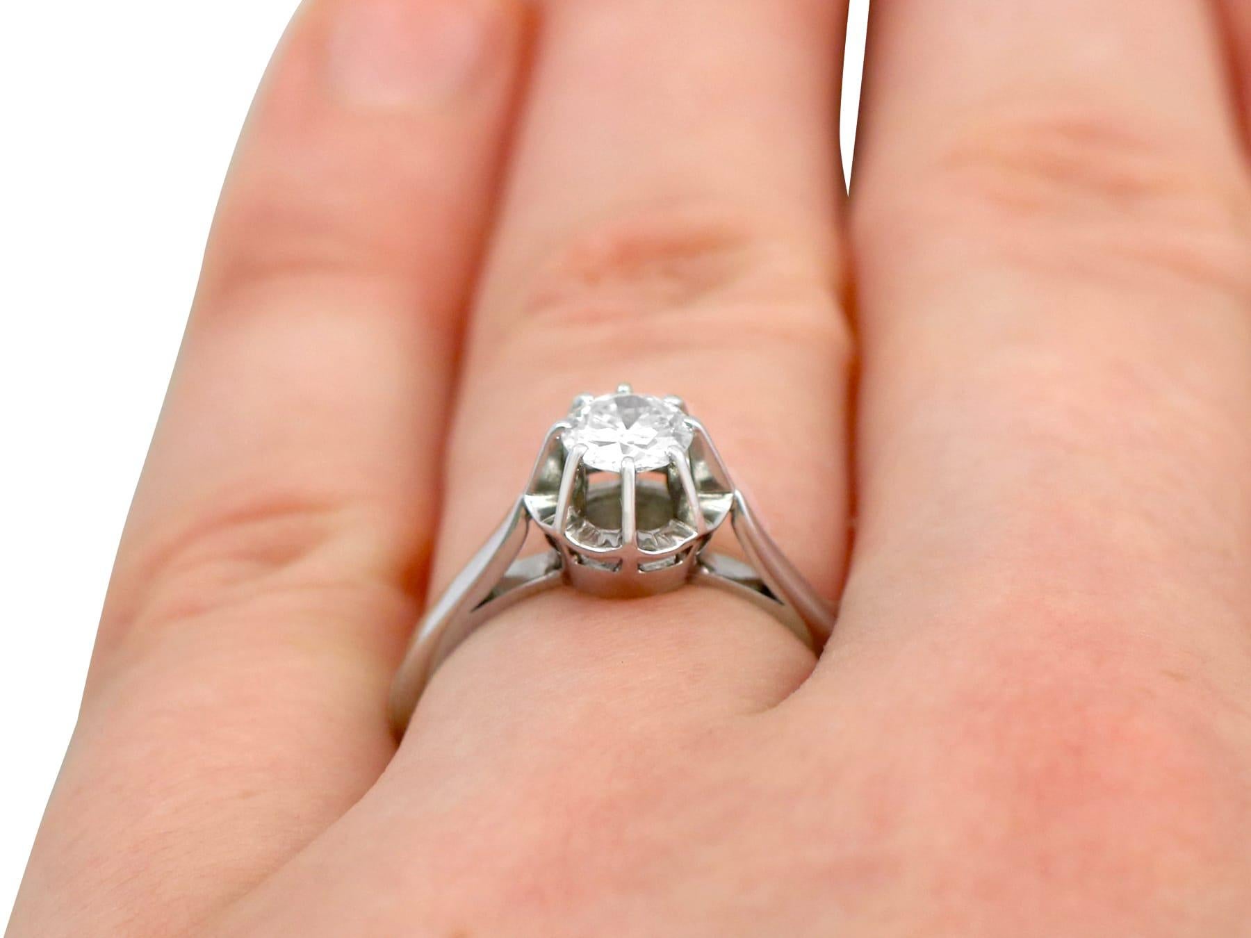 Antique Diamond and White Gold Solitaire Engagement Ring For Sale 4