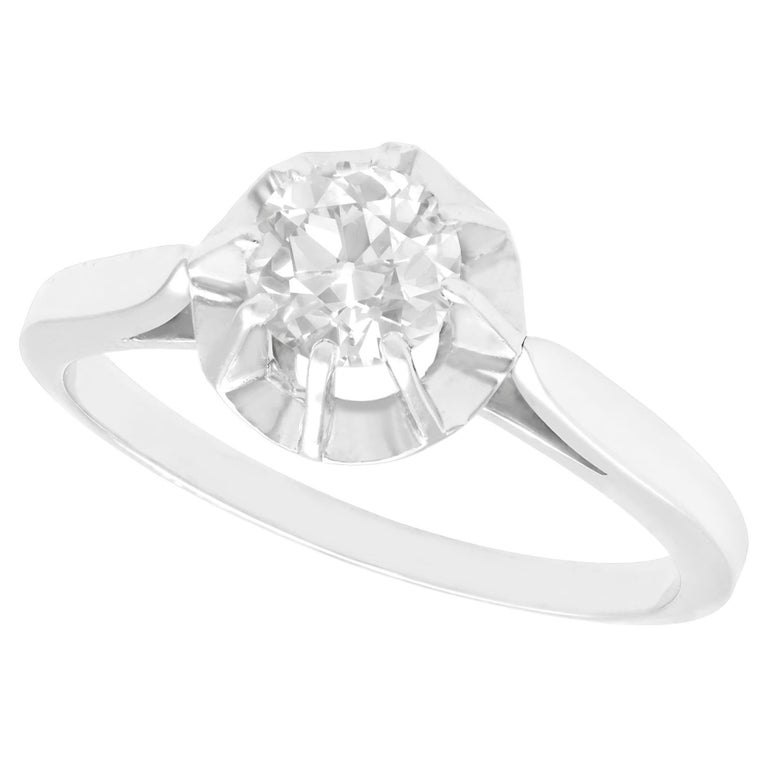 Antique Diamond and White Gold Solitaire Engagement Ring For Sale