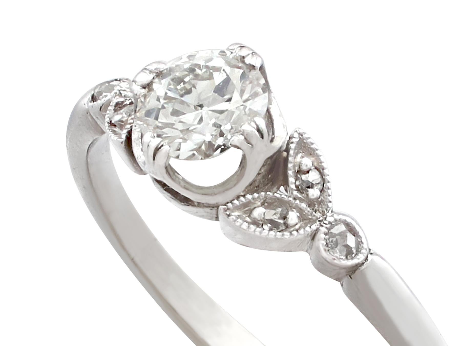 Round Cut Antique Diamond and White Gold Solitaire Ring, circa 1930