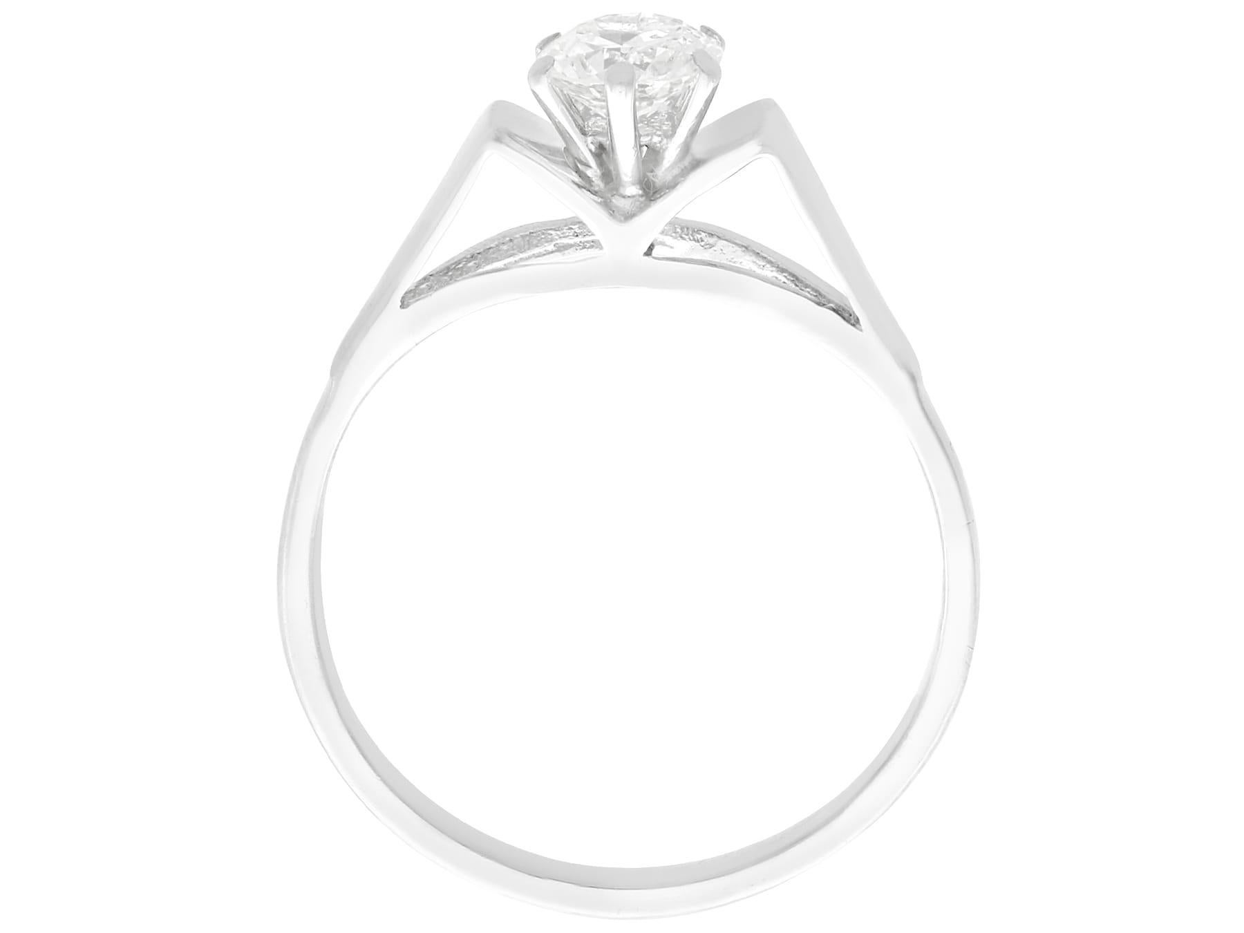 Antique Diamond and White Gold Solitaire Ring For Sale 1