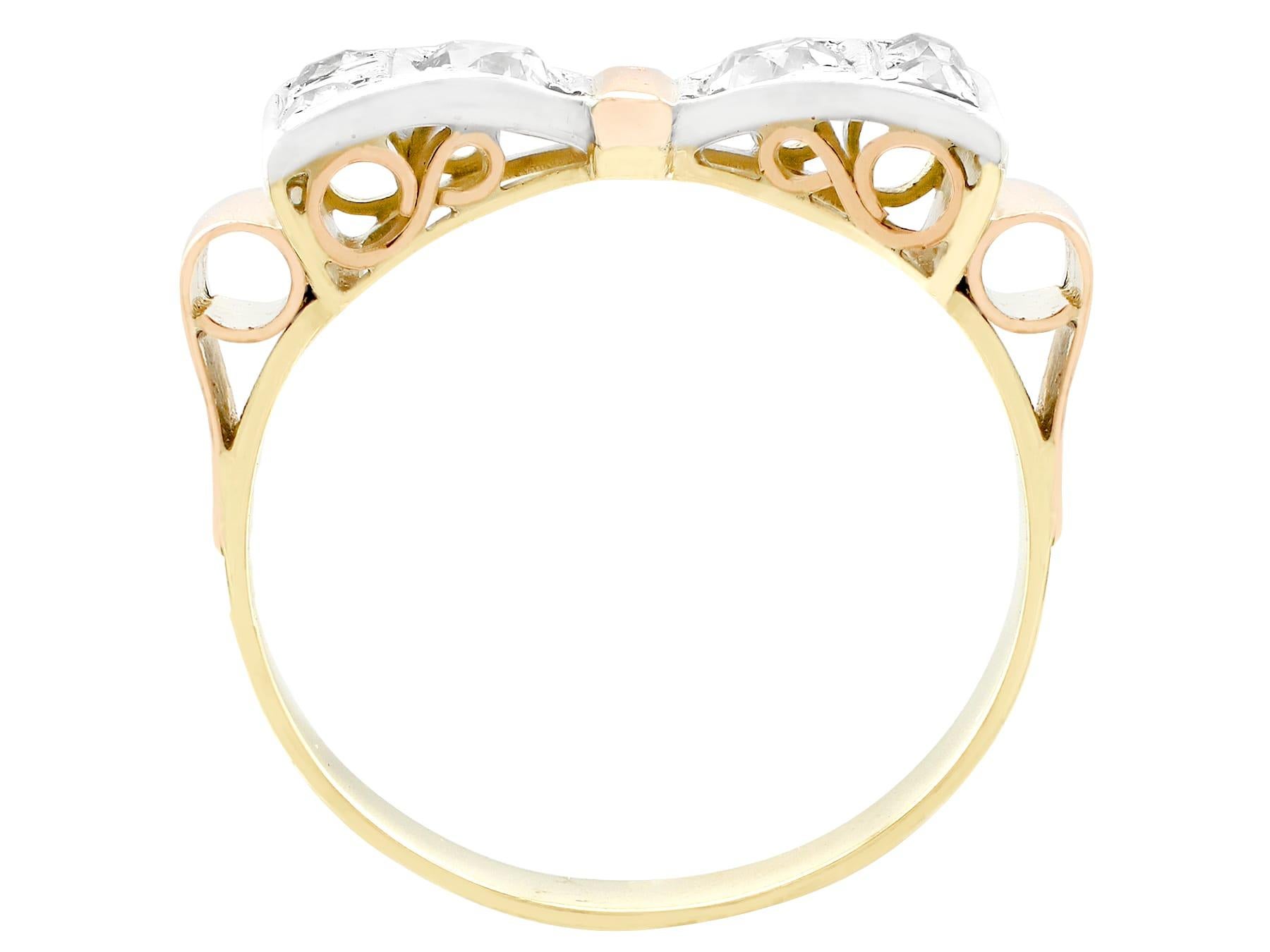 Women's or Men's Antique Diamond and Yellow and Rose Gold Cocktail Ring For Sale