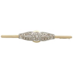Antique Diamond and Yellow Gold Bar Brooch