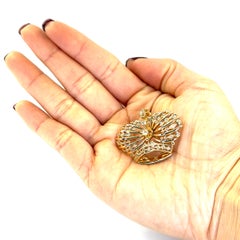 Antique Diamond and Yellow Gold Crown Brooch