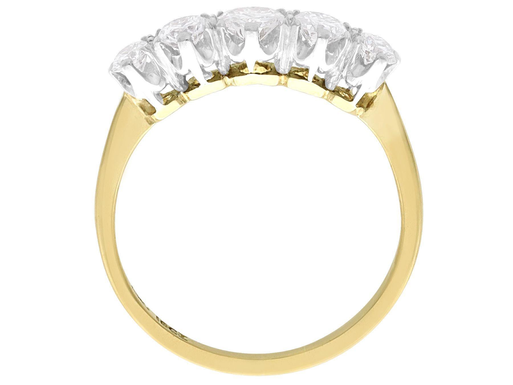 Women's or Men's Antique Diamond and Yellow Gold Five Stone Ring