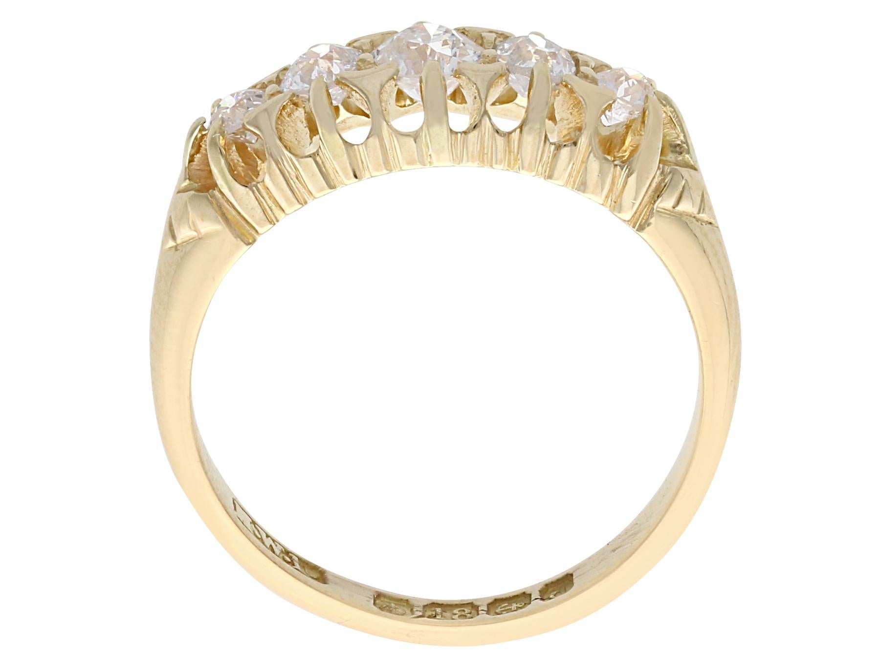 Antique Diamond and 18K Yellow Gold Five Stone Ring In Excellent Condition For Sale In Jesmond, Newcastle Upon Tyne