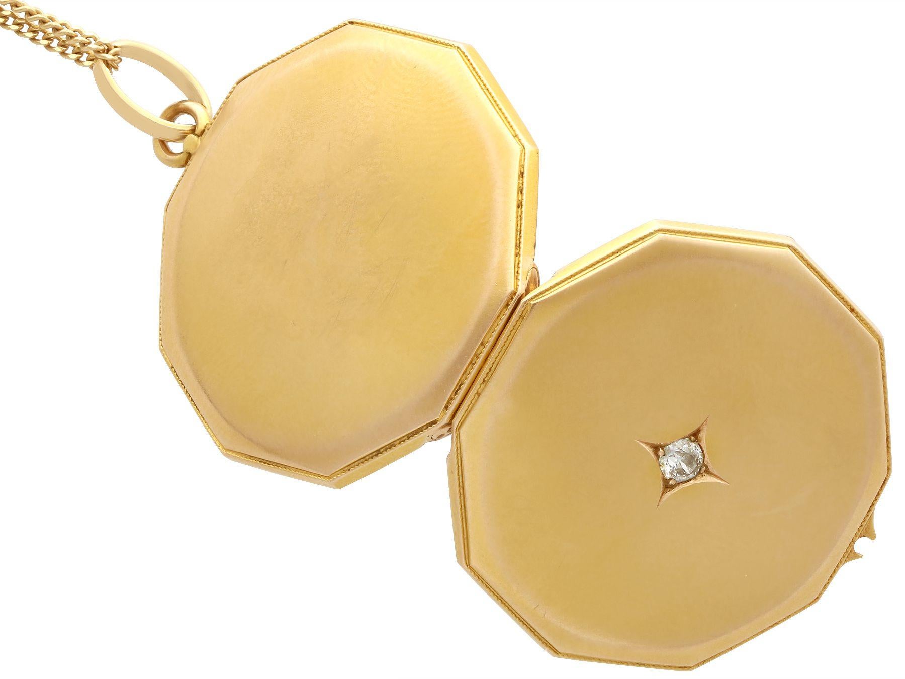 Antique Diamond and Yellow Gold Locket Pendant, circa 1920 2