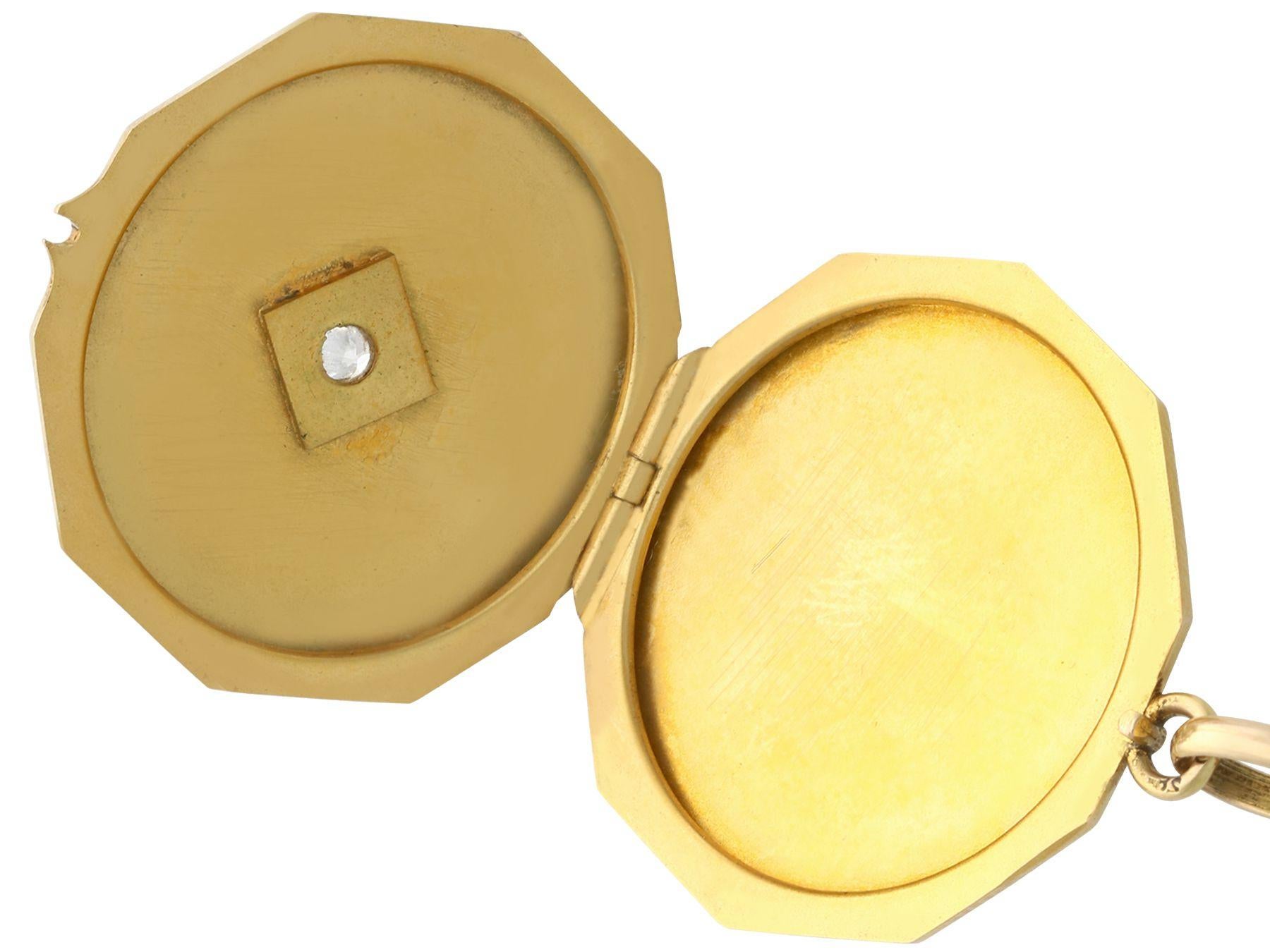 Antique Diamond and Yellow Gold Locket Pendant, circa 1920 3