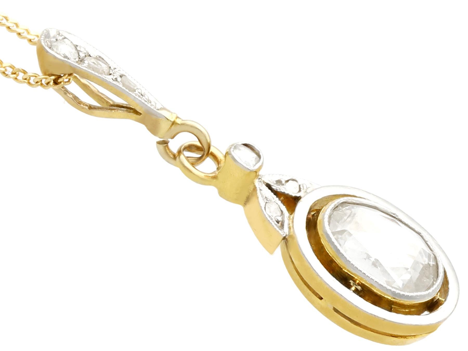 Taille vieille Europe Pendentif ancien en or jaune et diamant, vers 1900 en vente