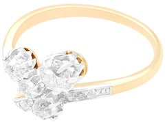 Antique Diamond and Yellow Gold Platinum Set Cocktail Ring