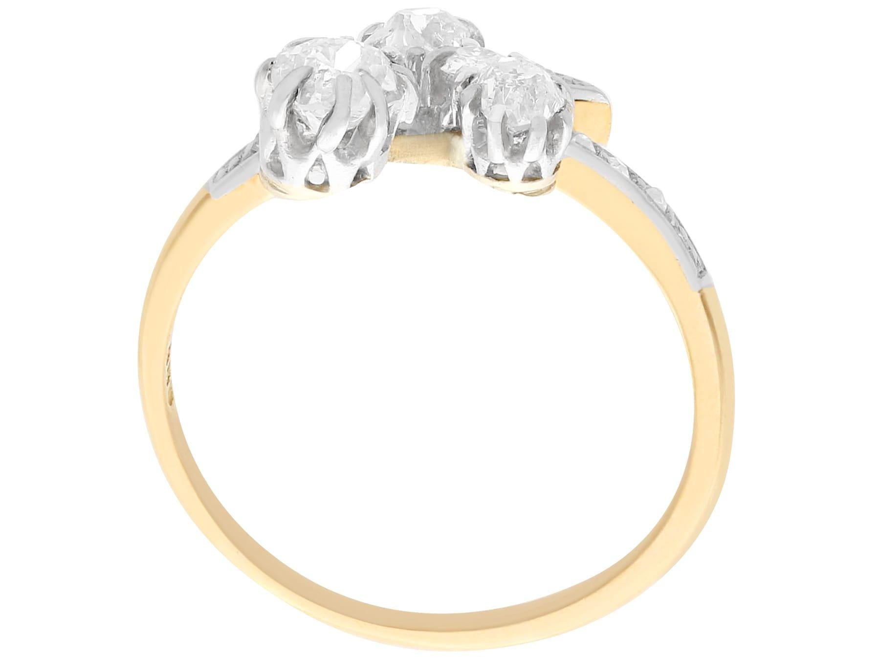 Women's Antique Diamond and Yellow Gold Platinum Set Cocktail Ring For Sale