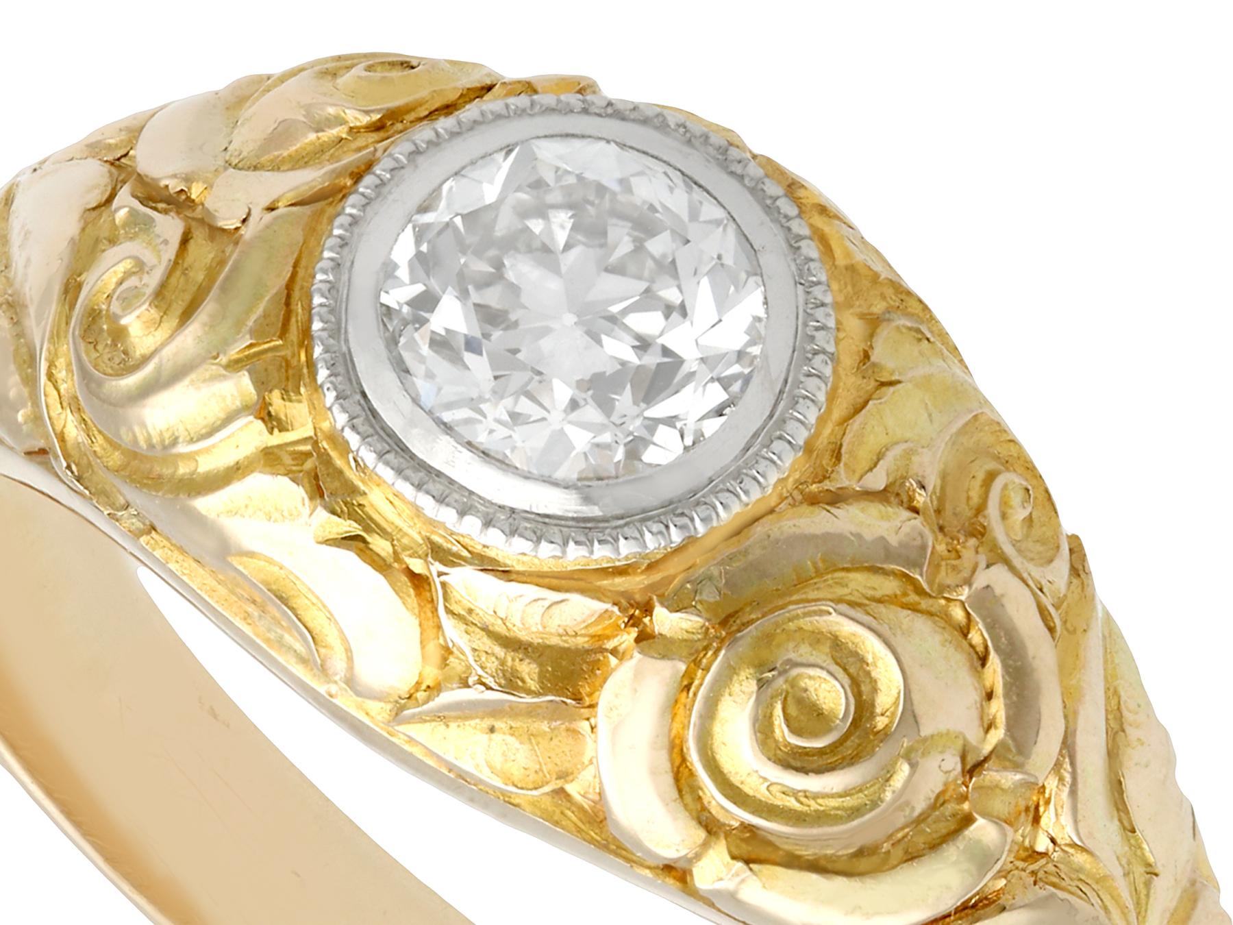 Antique Diamond and Yellow Gold Solitaire Engagement Ring at 1stDibs
