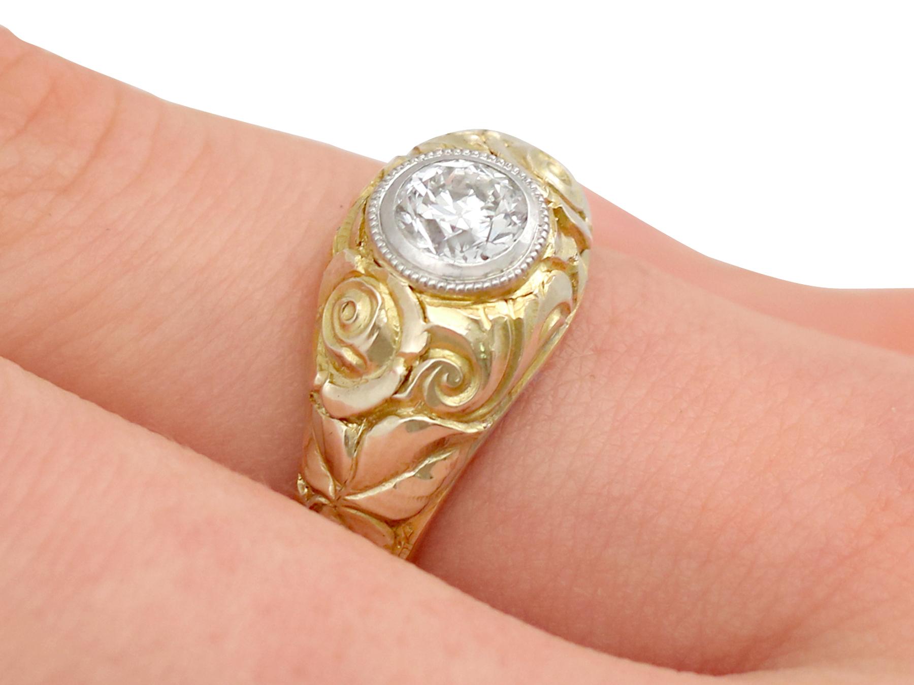 Antique Diamond and Yellow Gold Solitaire Engagement Ring 3