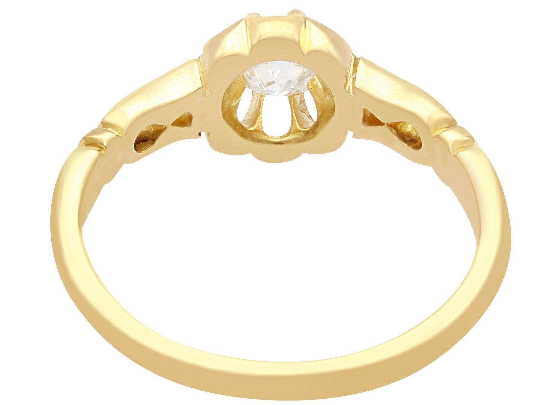 Old European Cut Antique Diamond 18K Yellow Gold Solitaire Ring For Sale