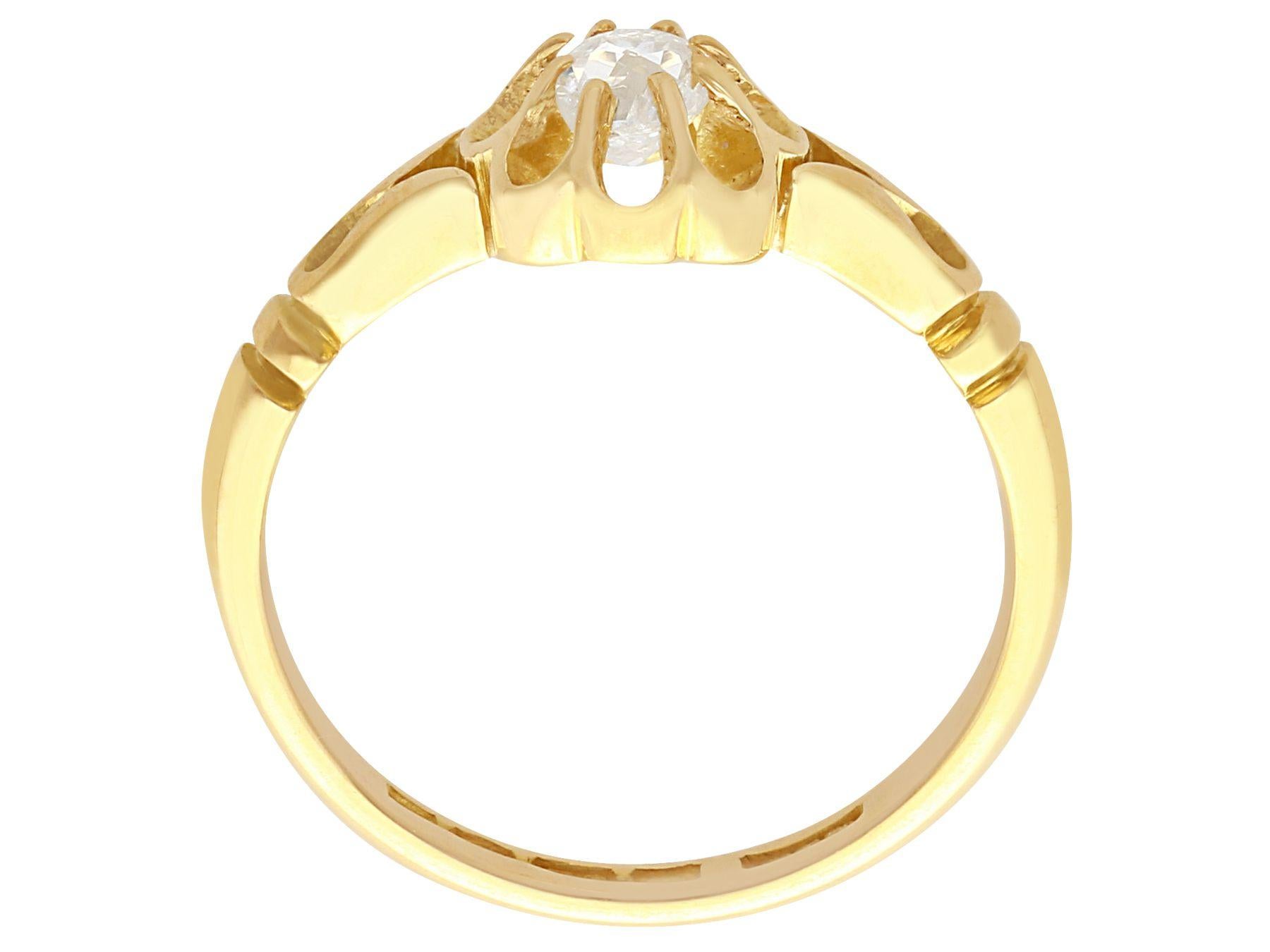 Antique Diamond 18K Yellow Gold Solitaire Ring In Excellent Condition For Sale In Jesmond, Newcastle Upon Tyne