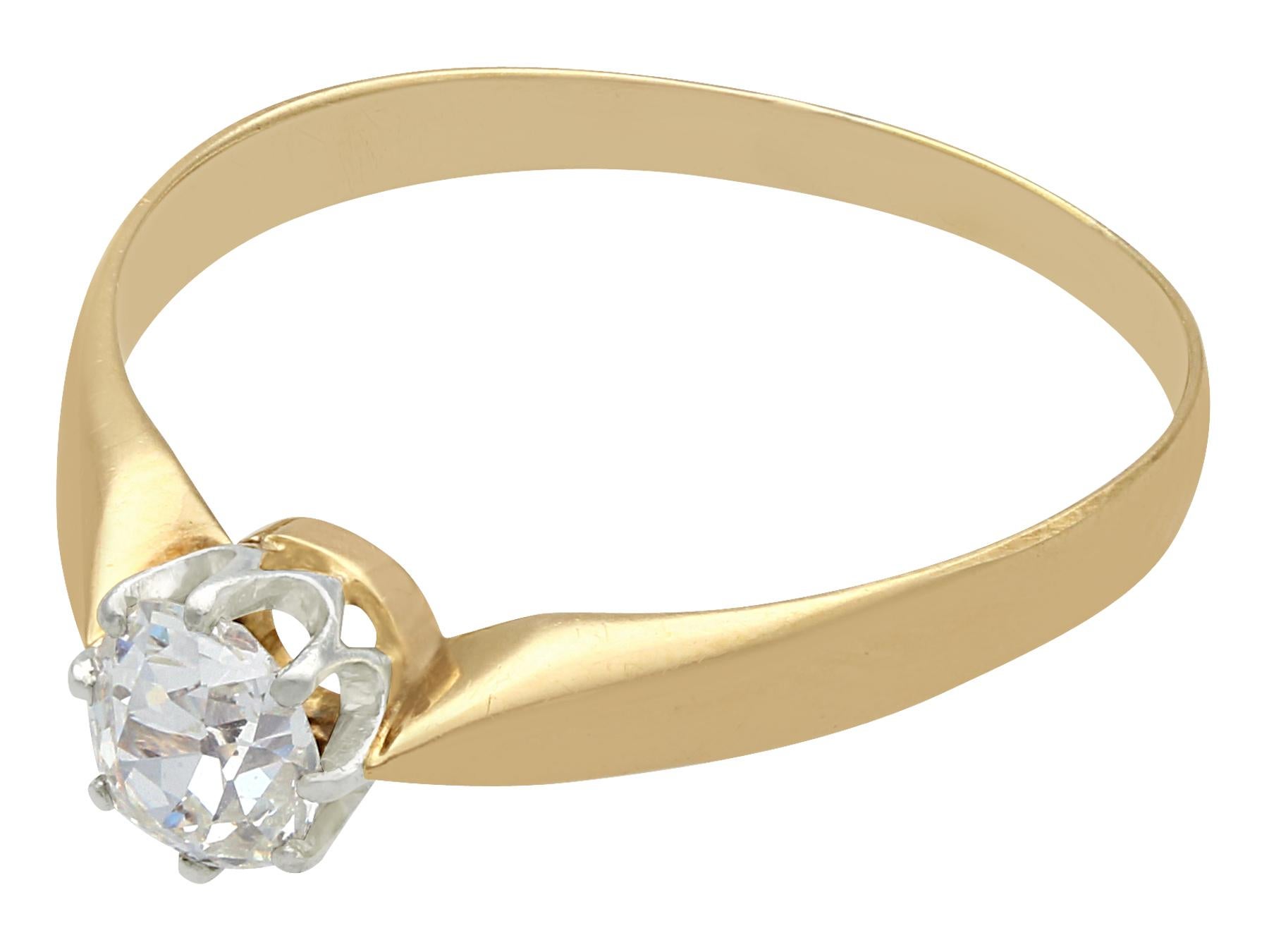 Antique Diamond and Yellow Gold Solitaire Ring In Excellent Condition For Sale In Jesmond, Newcastle Upon Tyne