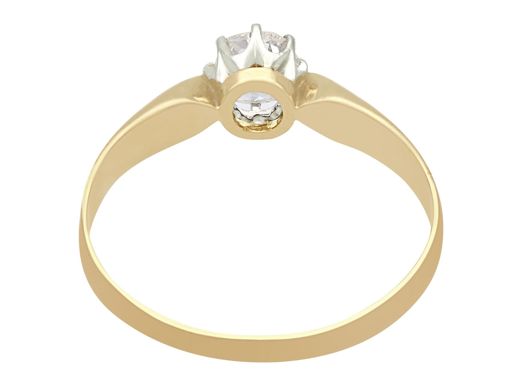 Women's Antique Diamond and Yellow Gold Solitaire Ring For Sale