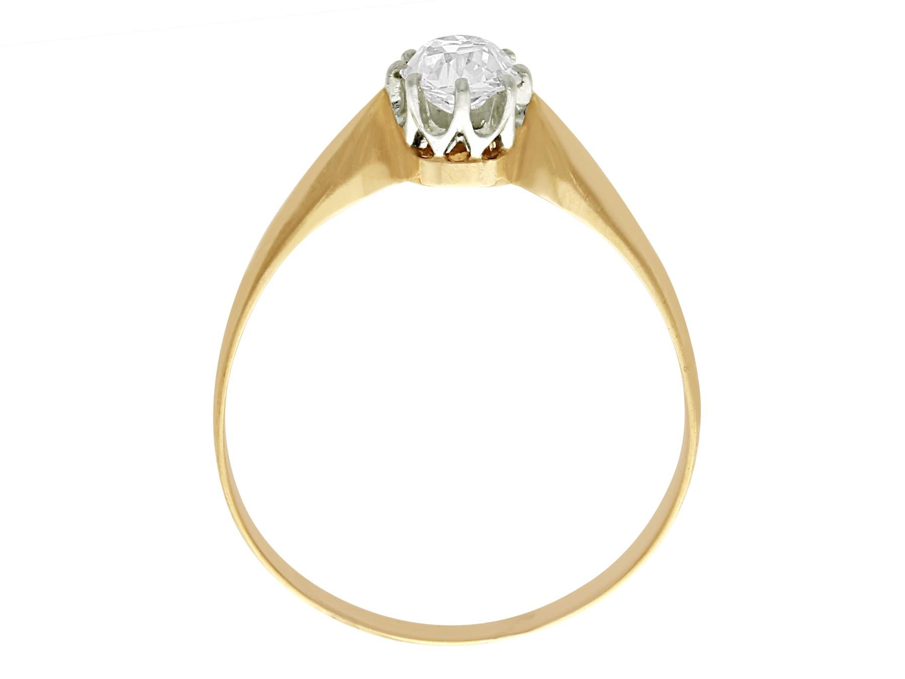 Antique Diamond and Yellow Gold Solitaire Ring For Sale 1