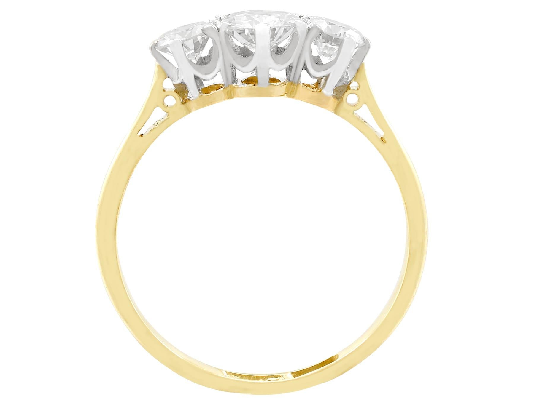  Bague ancienne à trois anneaux en or jaune et diamants de 0,75 carat Pour femmes 