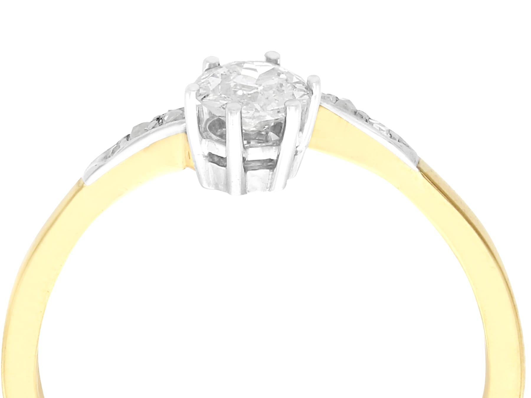 An impressive antique 0.50 carat diamond and 14 karat yellow gold, 14 karat white gold set twist ring; part of our diverse antique jewelry and estate jewelry collections.

This fine and impressive antique diamond ring has been crafted in 14k yellow