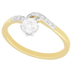 Antiker Ring aus Gelbgold mit Diamanten und Gelbgold Twist