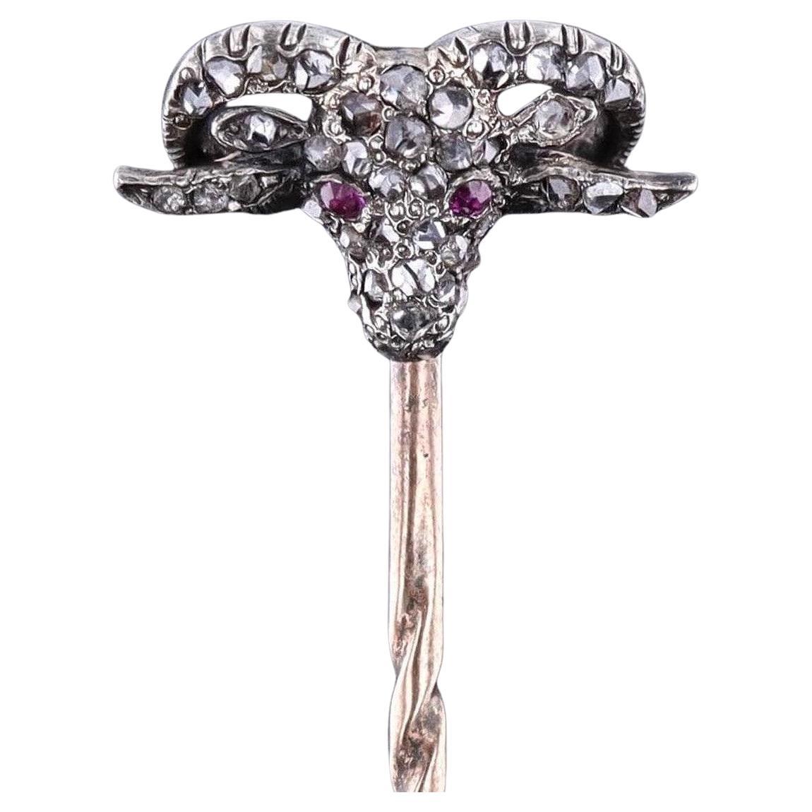 Antique Diamond Aries Ram Stickpin