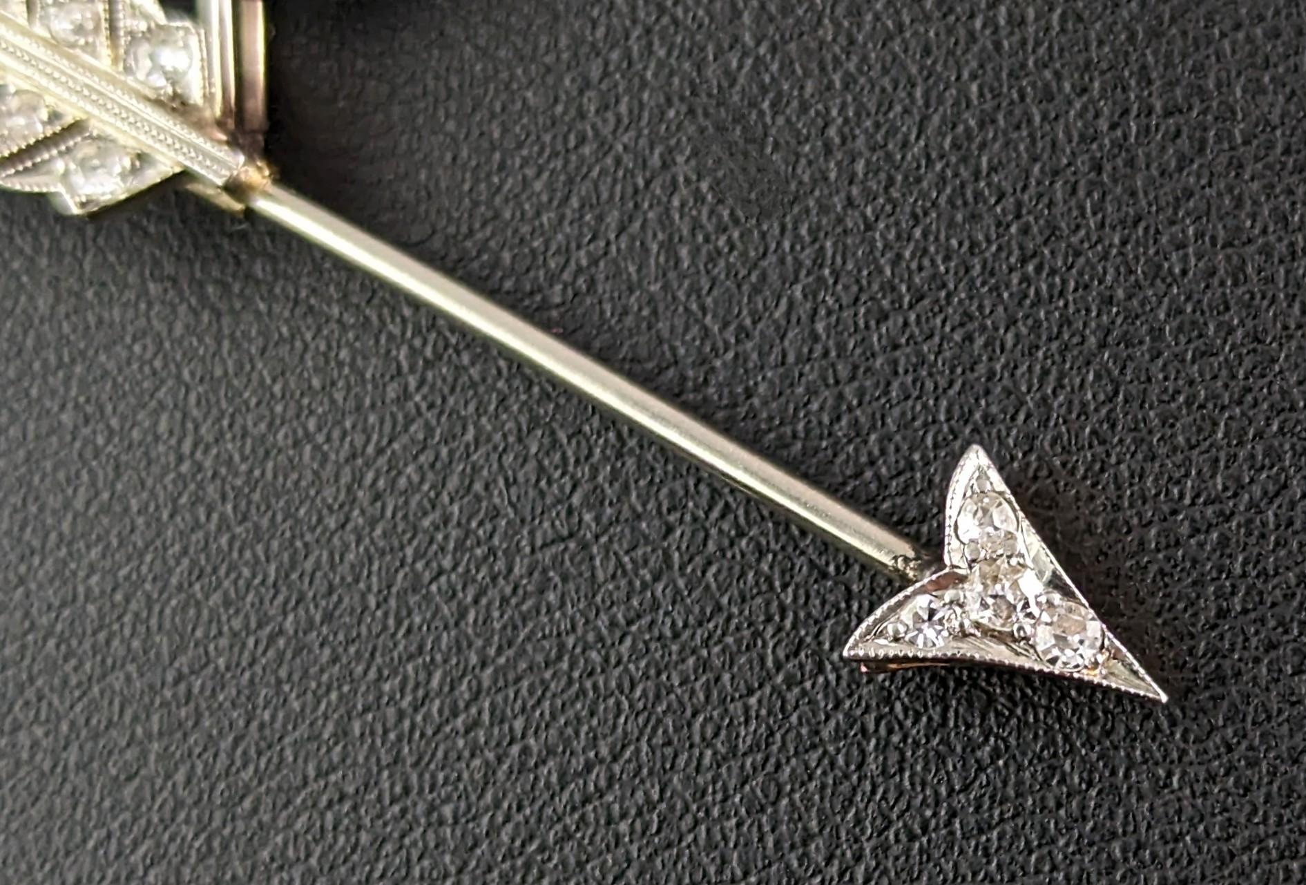 Antiker Diamant-Pfeil-Anhänger, 15k Gold und Platin, Art Deco  im Angebot 5