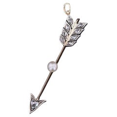 Antiker Diamant-Arrow-Anhänger aus 14k Gold mit Pfeil