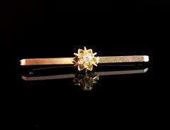 Antique Diamond Bar Brooch, 9k Yellow Gold