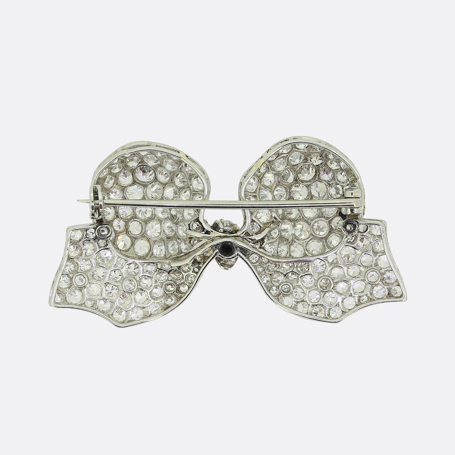Edwardian Antique Diamond Bow Brooch