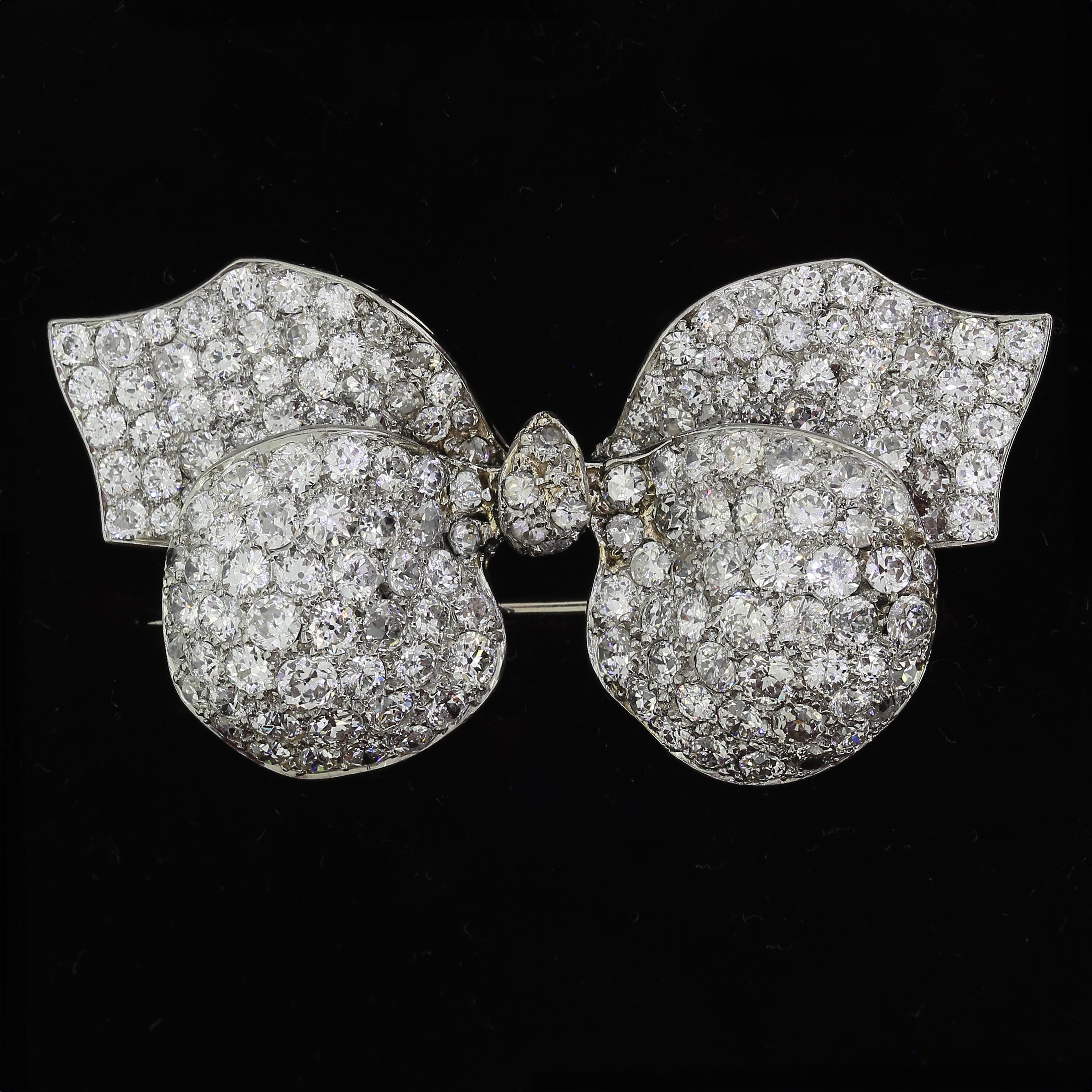 Women's or Men's Antique Diamond Bow Brooch