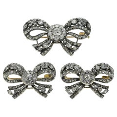 Antique Diamond Bow Brooch Set