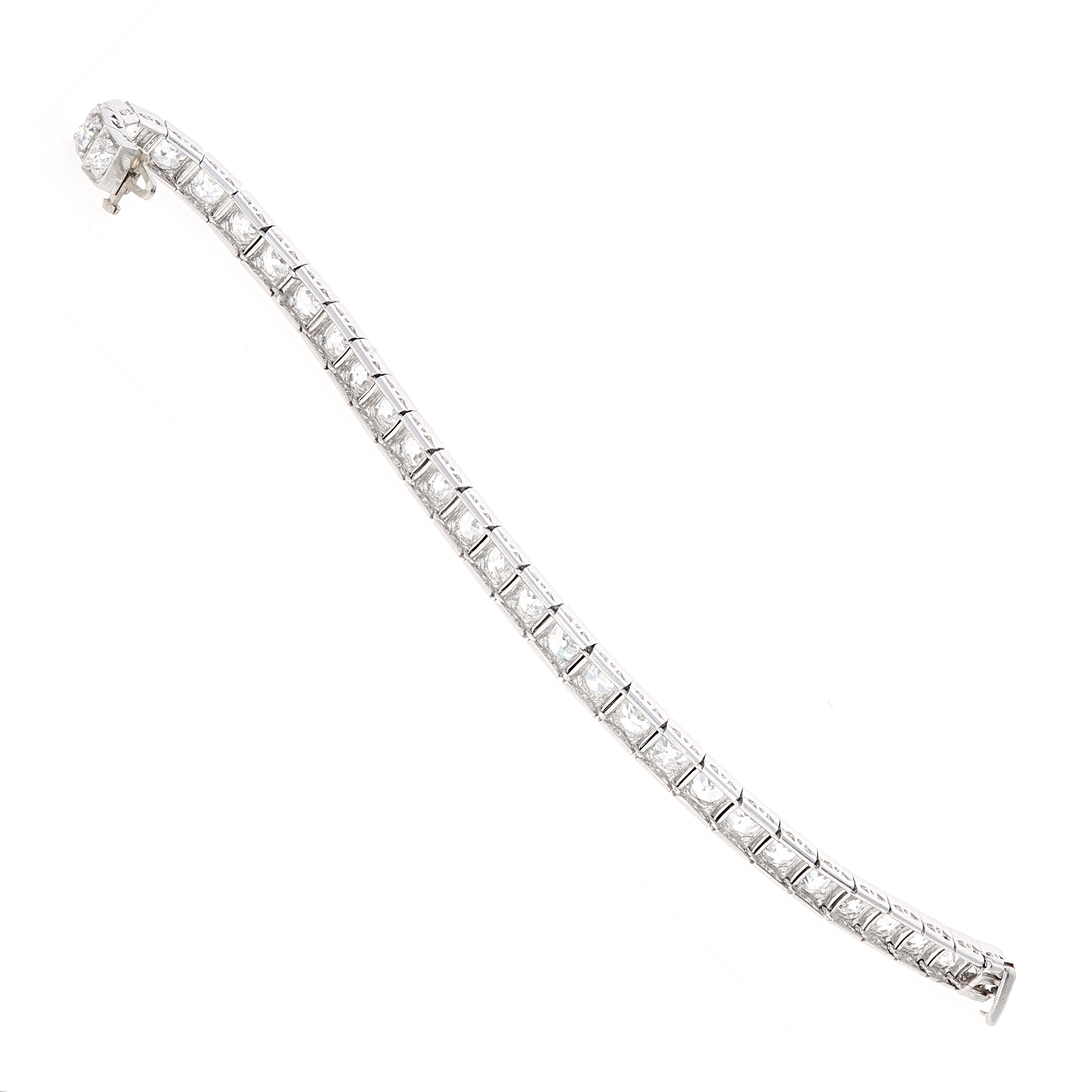 Antikes Diamant-Box-Armband mit ca. 16 Karat Diamanten, Platin (Alteuropäischer Schliff)