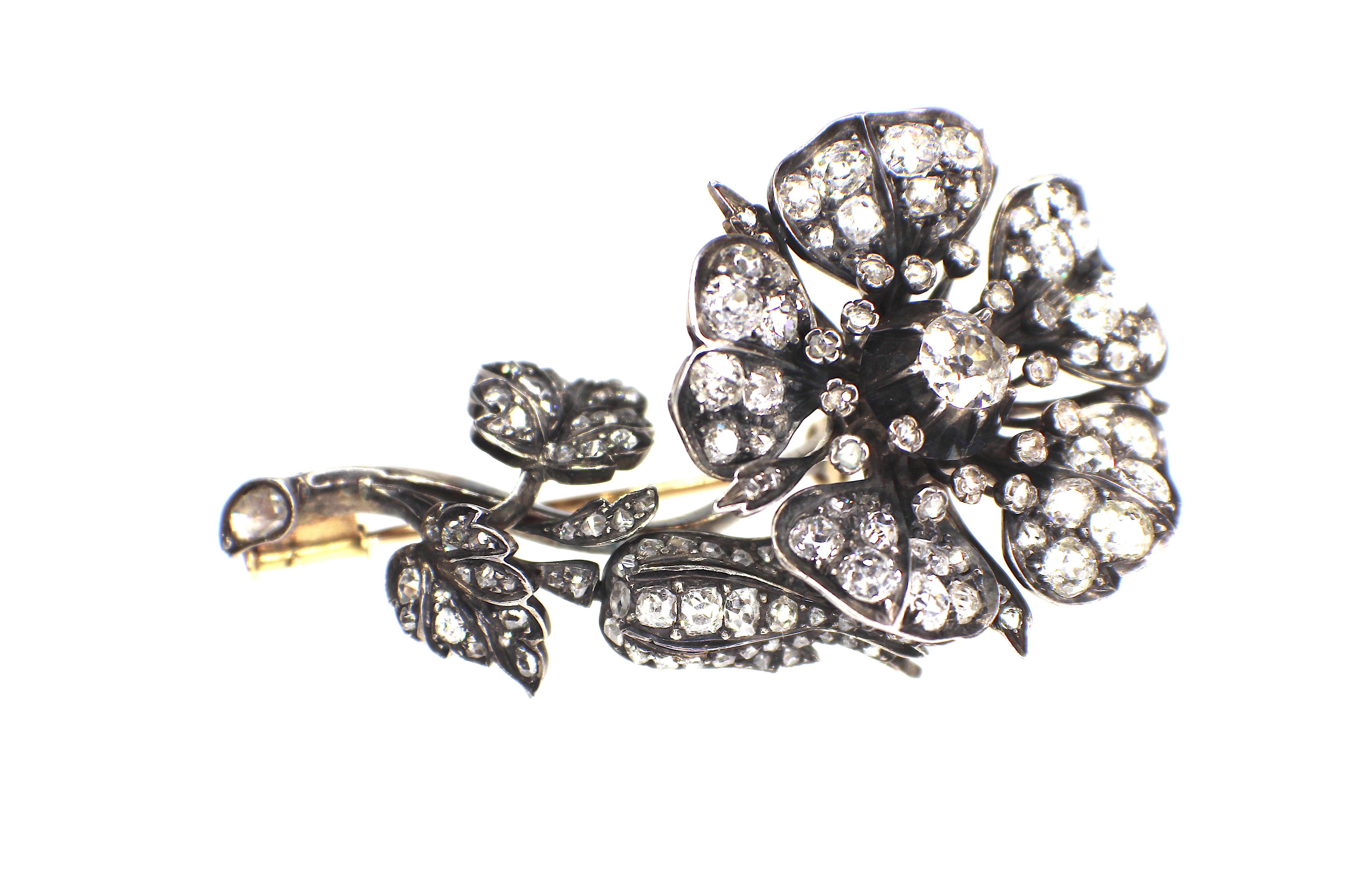 Victorian Antique Diamond Brooch, 1860s