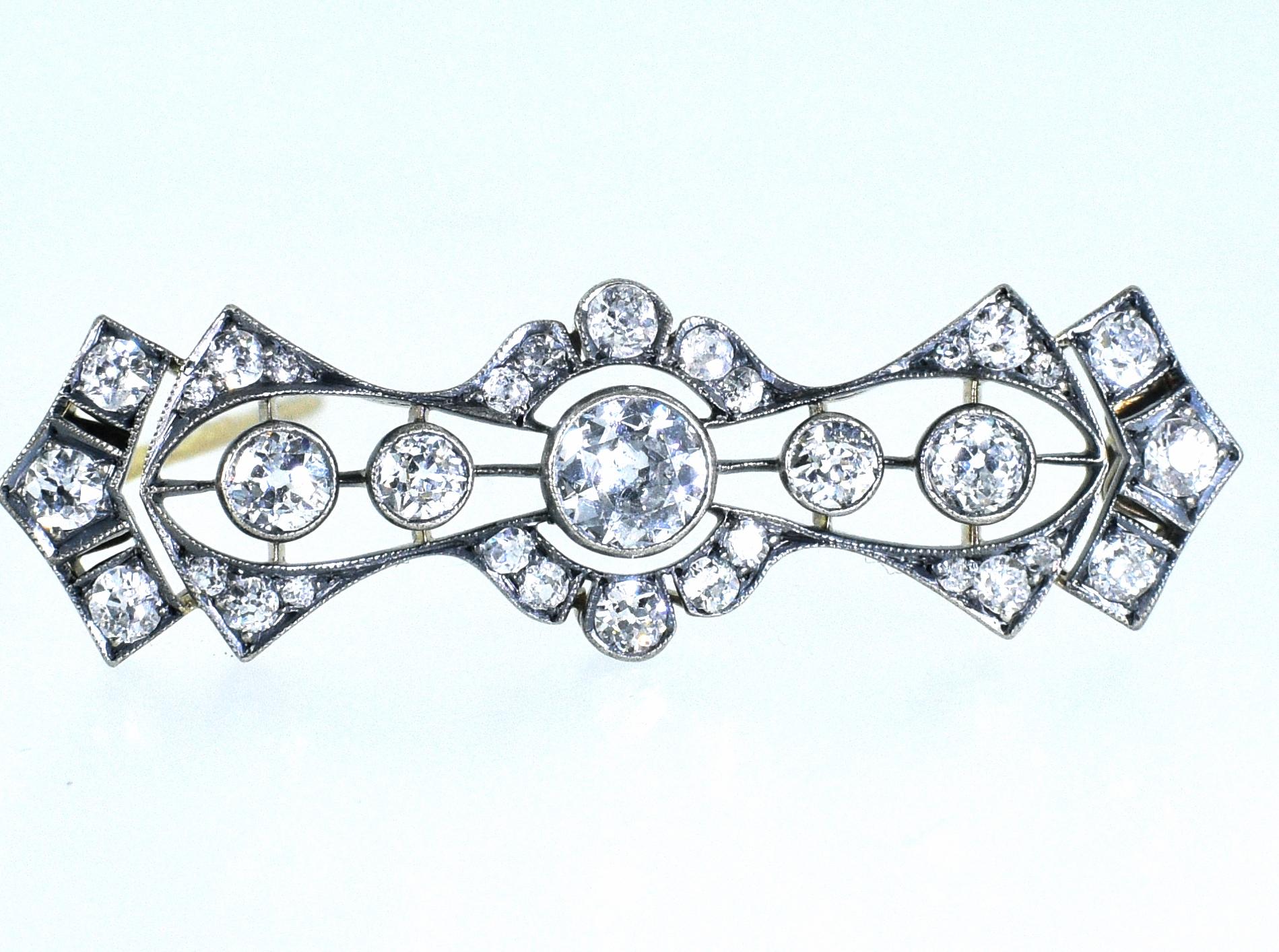 Victorian Antique Diamond Brooch, circa 1870