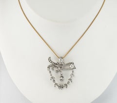 Antique Diamond Brooch Floral Pendant 14K Gold 2.47 TDW